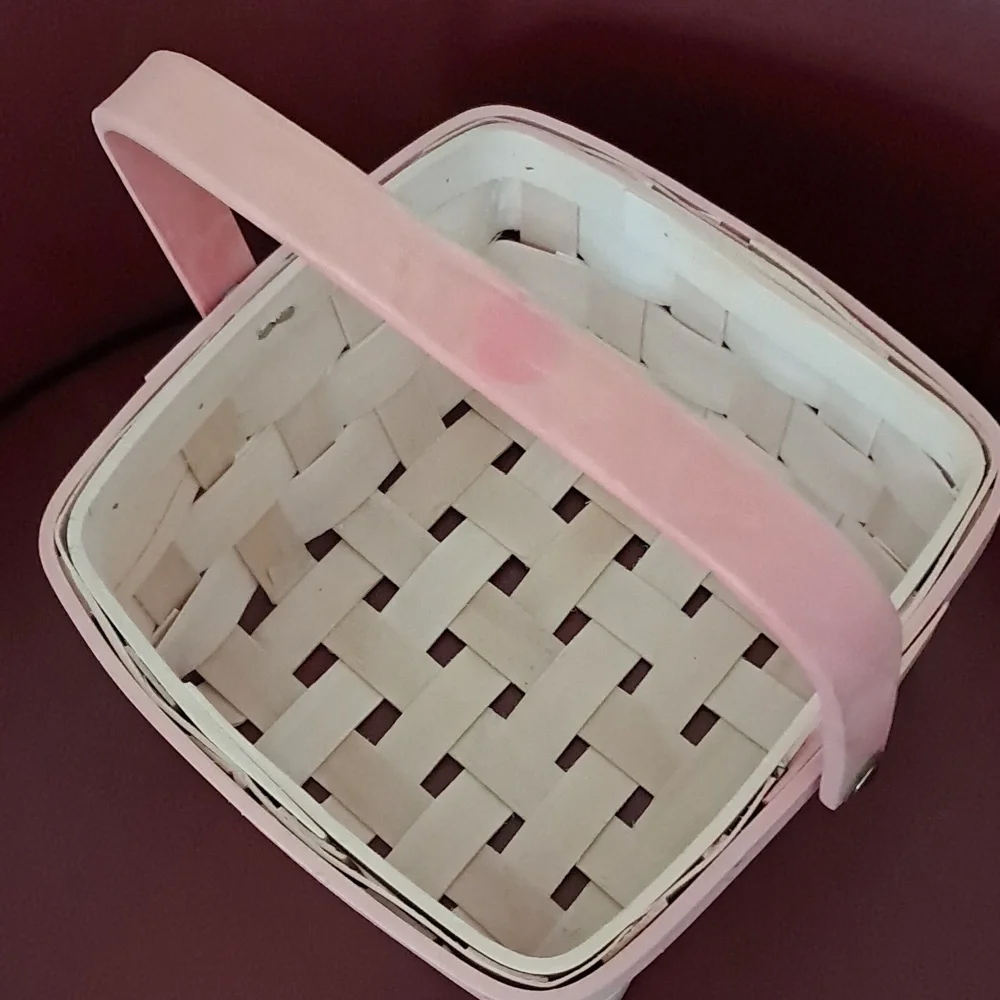 New Cottagecore Longaberger Style Basket With Hearts And Roses